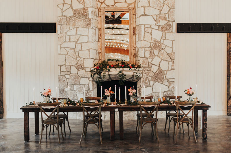 Styled Shoot Showcases A Fall, Rustic Indoor Wedding Venue Table