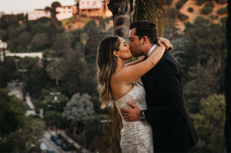 Celebrity Couple Alex Hall And Brianna Hugans Glamorous California Elopement Couple Kissing