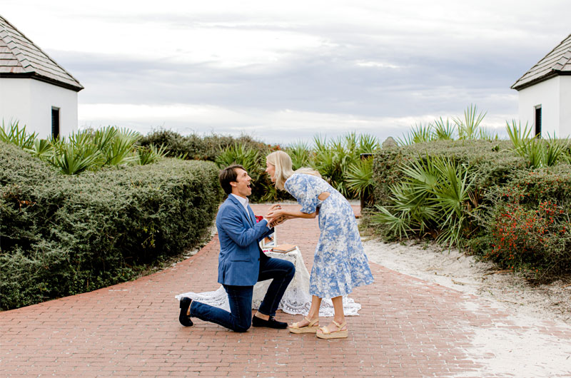 Kara And Chadwicks Sunny Rosemary Beach Engagement Chadwick On One Knee