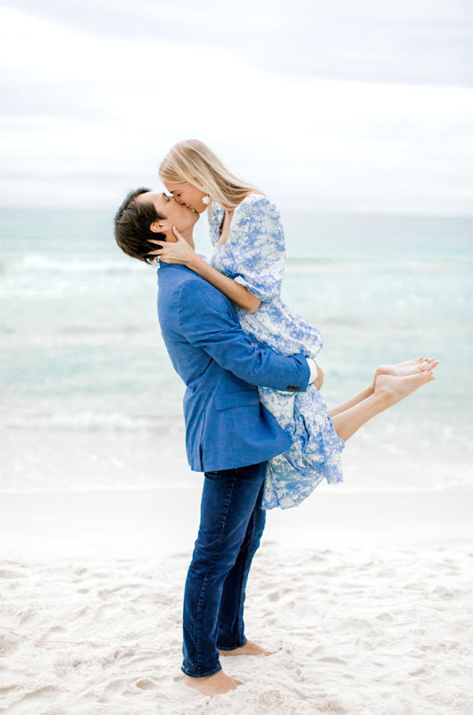 Kara And Chadwick’s Sunny Rosemary Beach Engagement Kara And Chadwick Kissing On The Beach