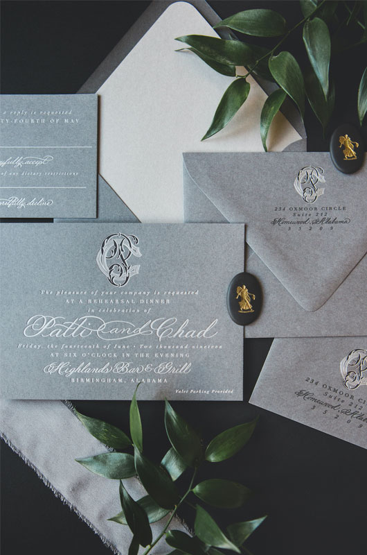 Patti And Chad Hagwoods Elegant Wedding At The Club In Birmingham Alabama Invitations