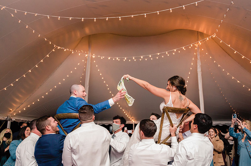 Kayleigh Werner And Adam Scharffs Romantic Farm Wedding In Baltimore County Couple Lifted On Chairs