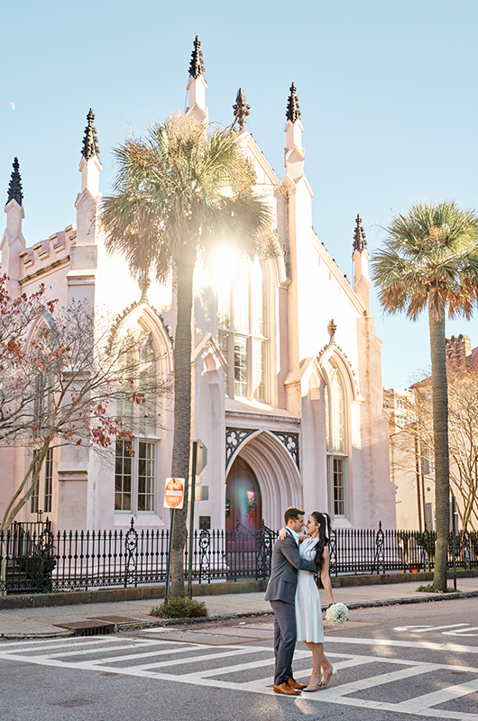 South Carolina Couple Postpones Big Wedding For A Christmas Elopement Bride And Groom Outside The Church