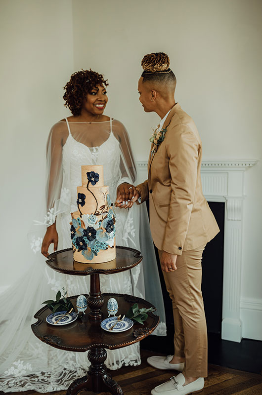 Intimate Timeless Wedding At The McAlister Leftwich House In North Carolina Couple Cutting Cake
