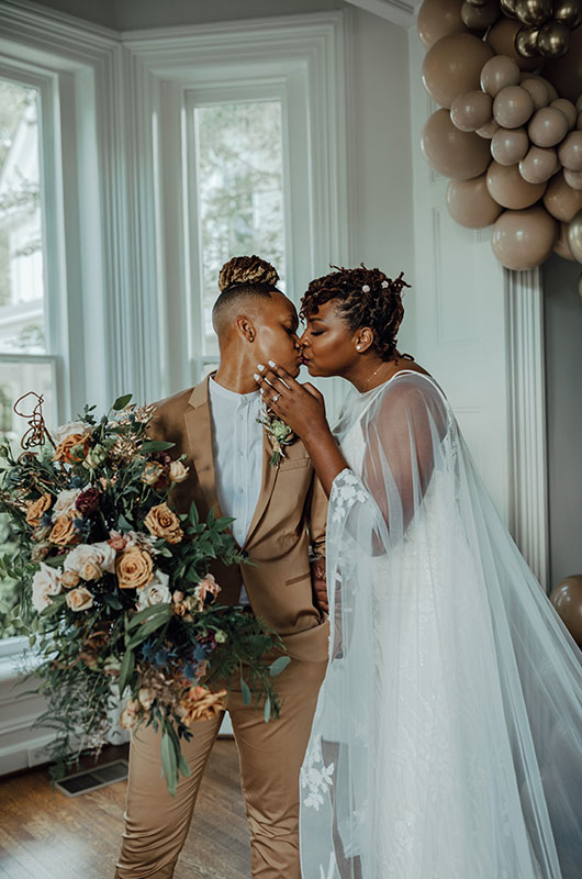 Intimate Timeless Wedding At The McAlister Leftwich House In North Carolina Couple Kissing