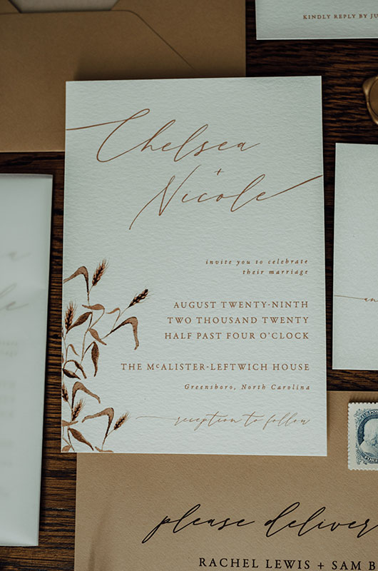Intimate Timeless Wedding At The McAlister Leftwich House In North Carolina Invitations