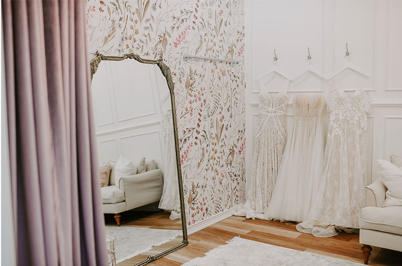 Lavender Park Bridal Is A Bridgerton Inspired Bridal Shop Dressing Room