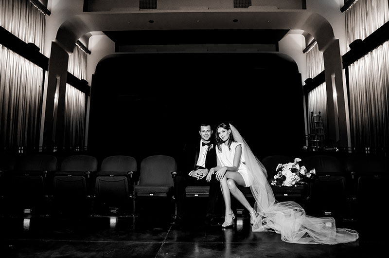 Mod Inspired Wedding Shoot At Historic Franklin Theatre In Tennessee Ceremony Black And White