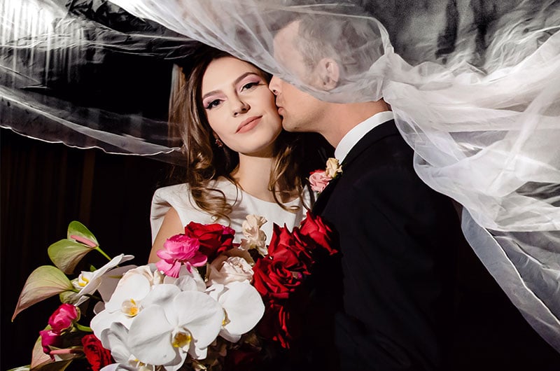 Mod Inspired Wedding Shoot At Historic Franklin Theatre In Tennessee Ceremony Veil