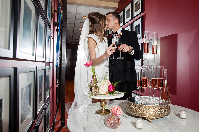 Mod Inspired Wedding Shoot At Historic Franklin Theatre In Tennessee Champagne Toast