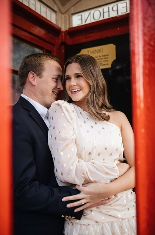 Oxford Mississippi College Sweetheart Photoshoot Proposal Phone Booth Smile