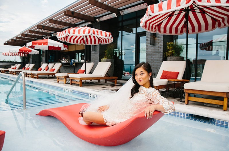 Virgin Hotel Styled Shoot In Southern Bride Magazine's Winter 2021 Issue Poolside