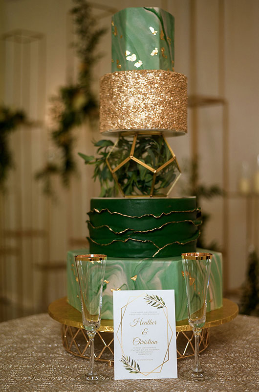 A Modern Metallic Wedding At Luxe Event Venue In Charlotte, North Carolina Cake