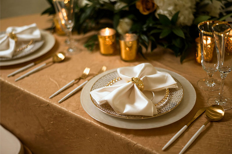 A Modern Metallic Wedding At Luxe Event Venue In Charlotte, North Carolina Place Settings