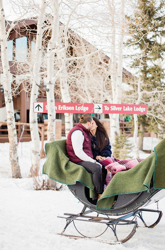 Surprise Mountain Proposal At The Stein Erikeson Lodge In Park City Utah Sleigh