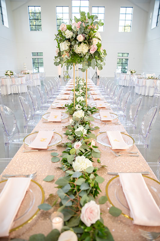 Brooke And Shane Moran Are The First Couple To Be Married At Boxwood Manor In Tomball, Texas Head Table