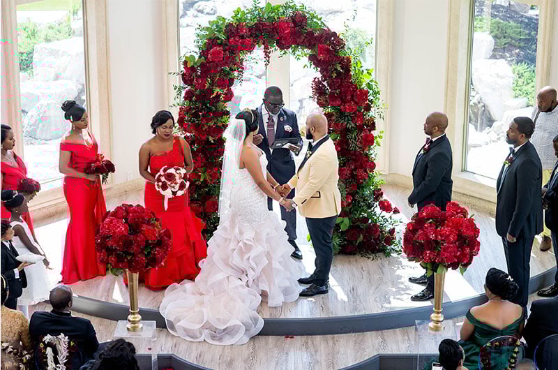Princess Of Uganda Holds Royal Wedding At Knotting Hill Place In Dallas Bride And Groom At Altar Princess Of Uganda Holds Royal Wedding At Knotting Hill Place In Dallas Bride And Groom At Altar