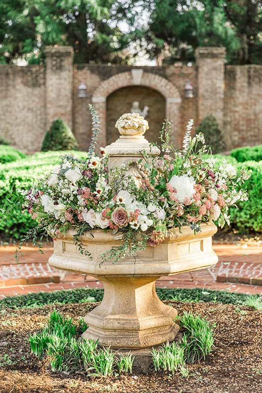 Bridgerton Inspired Garden Wedding In New Market Alabama Fountain