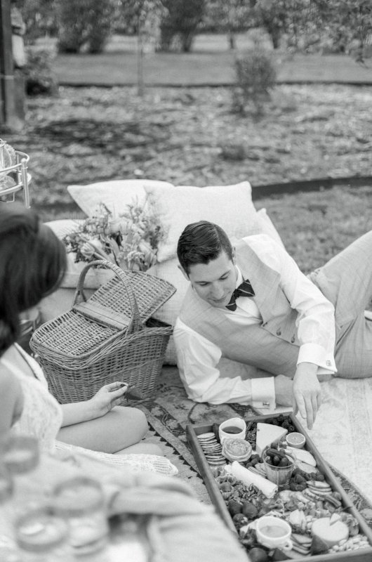 Classic English Inspired Engagement At Lands End Estate In Central Arkansas Black N White Picnic Scaled 1
