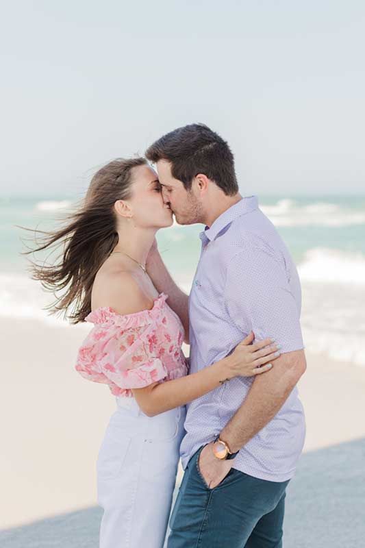 Hailey Fitzwater And Dallas Trull Get Engaged On Wrightsville Beach North Carolina Engagement Kiss