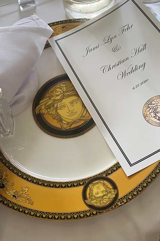 Jami Lyn Fehr And Christian Hall Marry At The Versace Villa In Miami Florida Table Setting 1 Jami Lyn Fehr And Christian Hall Marry At The Versace Villa In Miami Florida Table Setting 1