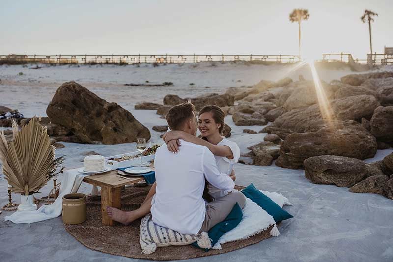 Rob And Roza Trachuk Celebrate Their Anniversary With An Elopement Styled Shoot In St Augustine Florida Sunset Picnic