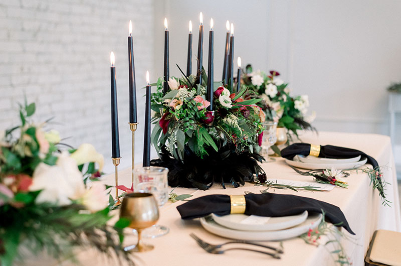 Turning Darkness Into Light With A Wedding Of Bold Elegance In North Carolina Tablescape