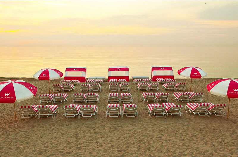 W South Beach Miami Beach Florida Oceanside Chairs And Umbrellas