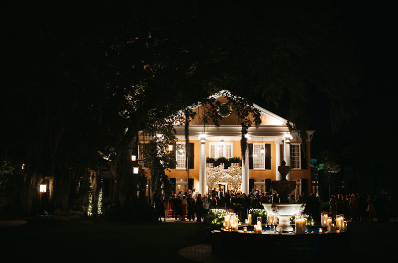 Stacey Asaro And Ryan Gaudet Marry At The Luxury Southern Oaks New Orleans Image Of Wedding Reception Venue At Night Copy 2