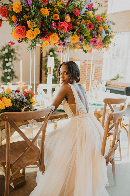 A Modern Spring Wedding In Georgetown Tennessee Bride At Table