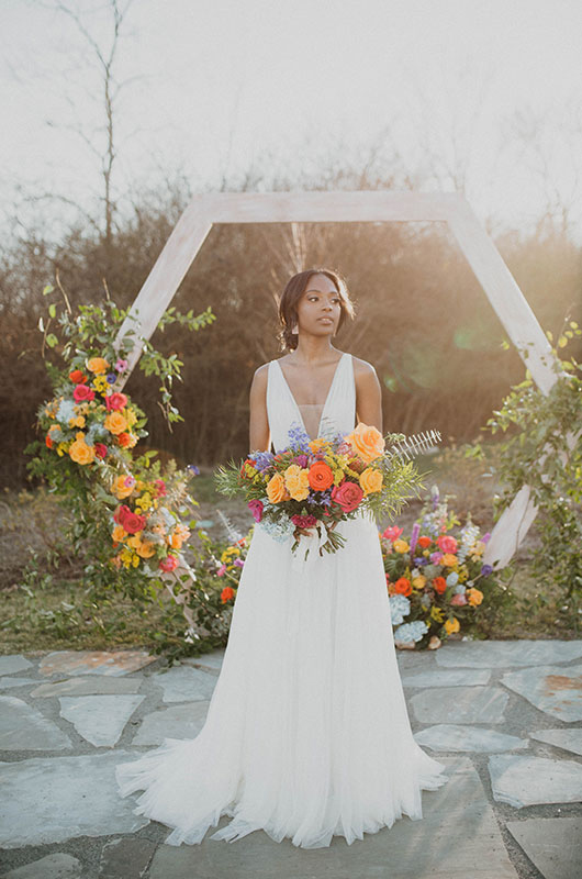 A Modern Spring Wedding In Georgetown Tennesseebride Infront Of Arbor