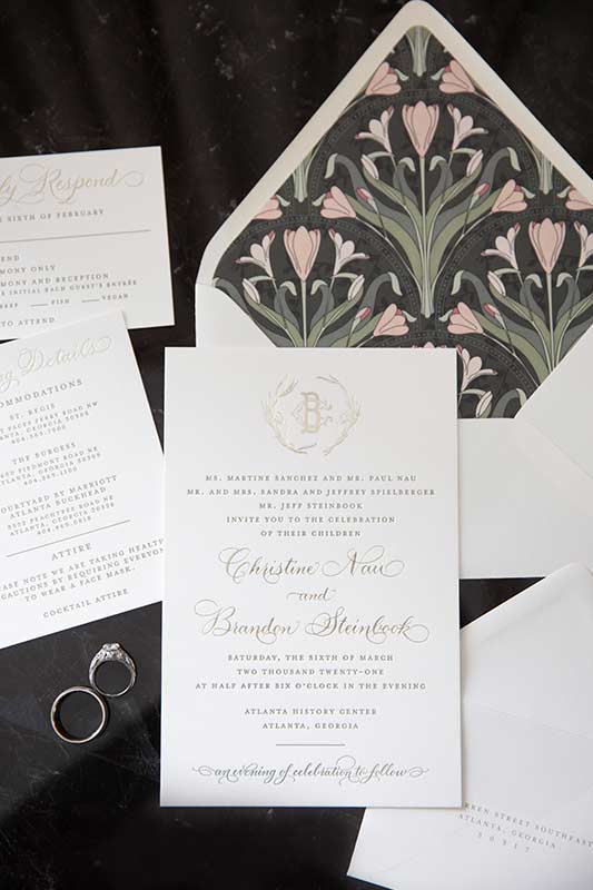 Christine Nau And Brandon Steinbook Marry In An Art Nouveau Wedding In Georgia Invitations Christine Nau And Brandon Steinbook Marry In An Art Nouveau Wedding In Georgia Invitations
