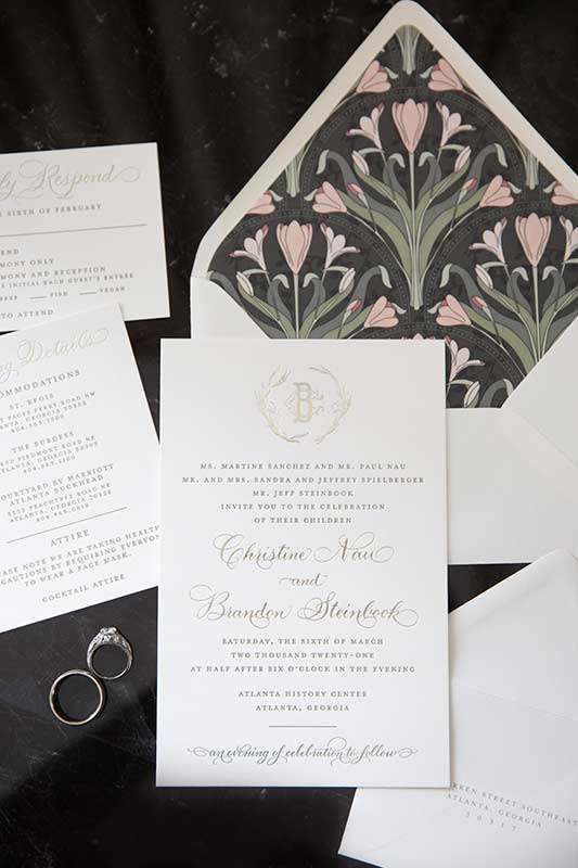 Christine Nau And Brandon Steinbook Marry In An Art Nouveau Wedding In Georgia Invitations