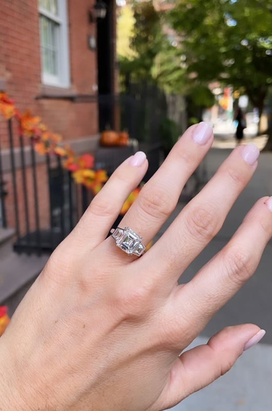 Romantic Engagement That Took Place Back Where This Story Began Wedding Ring Image On Hand In Front Of City View Copy