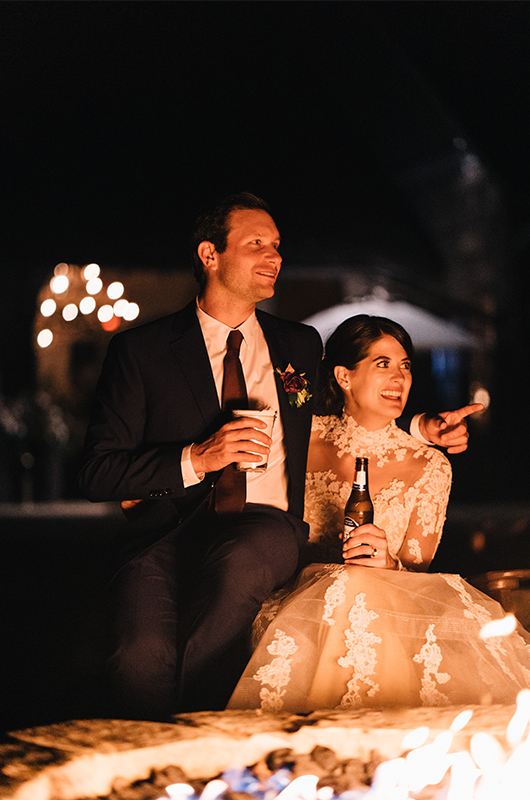 Newlyweds Smiling At Bonfire Together Copy 1