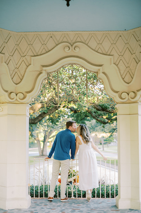 A Sweet Afternoon Engagement Session At Dallas Flippen Park Couple Kissing In Gazebo