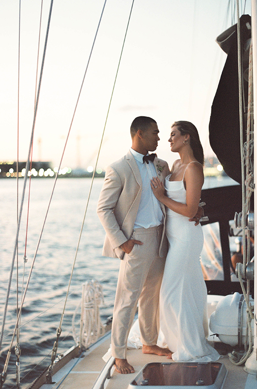 Sail Into The New Year With This Elopement Shoot On The Harbor Sunset