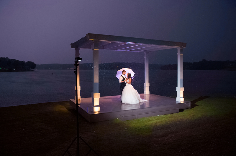 Lakepoint Restaurant And Event Center In Bella Vista Offers Breathtaking Backgrounds For Your Picturesque Dream Wedding Couple Pictured Under Pergola At Night Copy