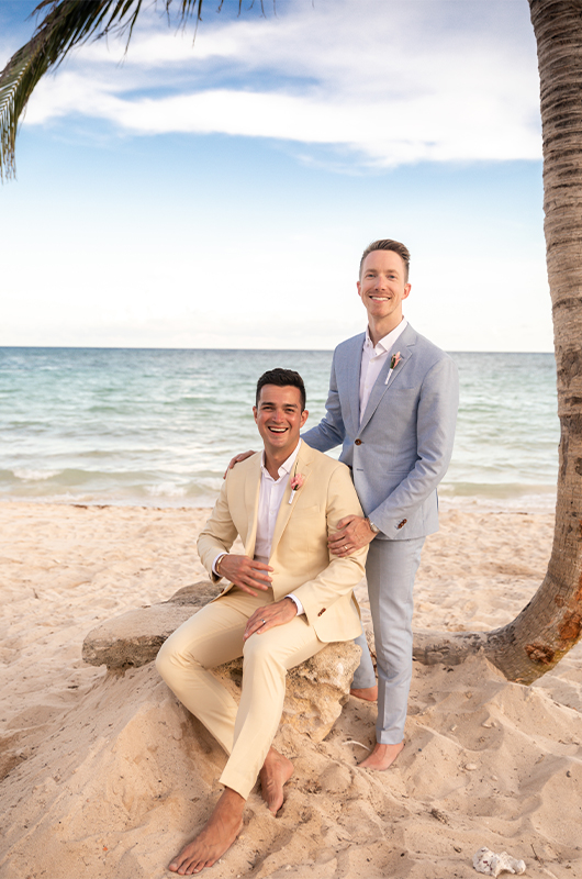 Steven Benoit Adam Baker Riviera Maya Destination Wedding At UNICO Hotel Groom Portrait