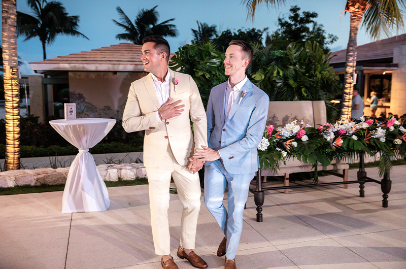 Steven Benoit Adam Baker Riviera Maya Destination Wedding At UNICO Hotel Grooms At The Reception