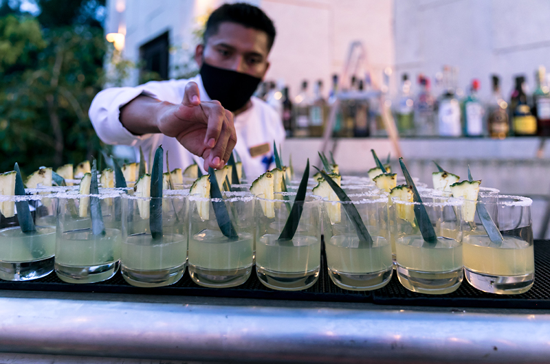 Steven Benoit Adam Baker Riviera Maya Destination Wedding At UNICO Hotel Rehearsal Dinner Drinks