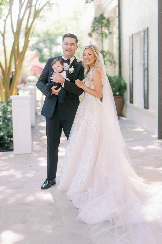 Molly Rooney And Killian Woodward Luxury Waterfront Wedding In Tennessee Bride And Groom With Their Baby