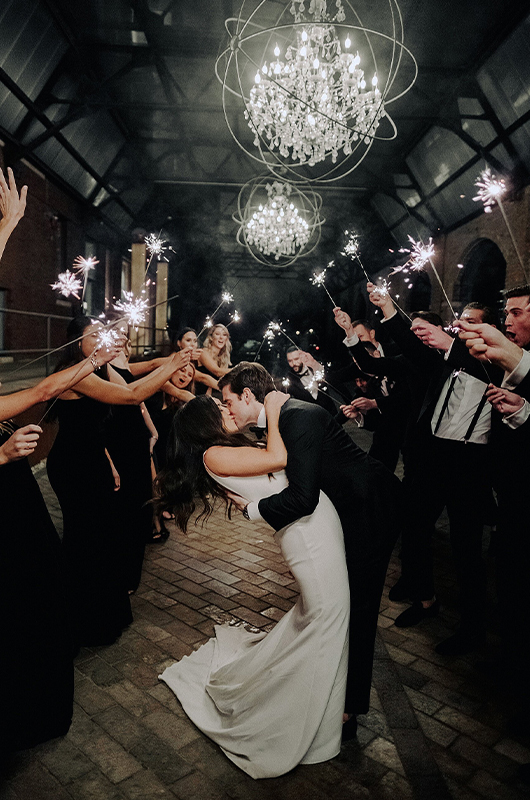 Wedding Stylist Grant McNamara Helps Brides And Grooms Celebrate In Style Married Couple Kisses Under Sparklers Copy 1