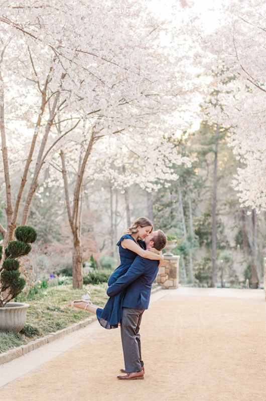 Kristin Snyder And Hunter Stags Romantic Cherry Blossom Engagement Groom Picks Bride Up Copy