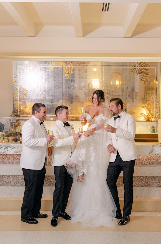 Leticia Cento And Eric Santiago Marry At The Retro Glam Confidante Miami Bride With Groomsmen