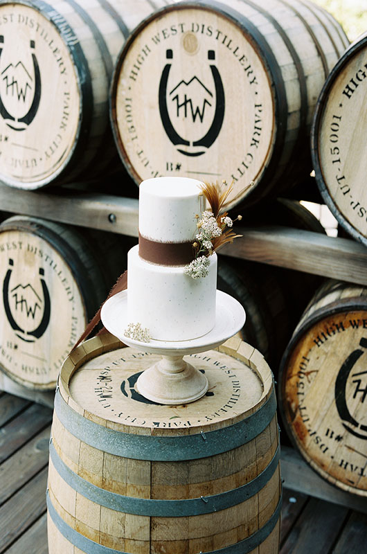 Dreamy Styled Utah Distillery Wedding Cake