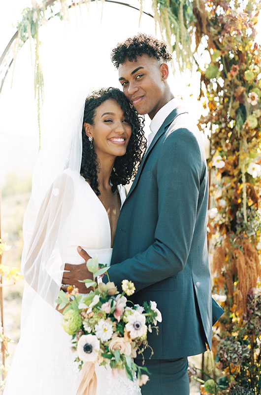 Dreamy Styled Utah Distillery Wedding Cermony Portrait