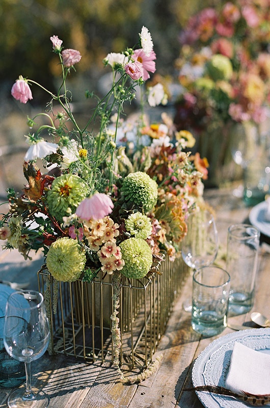 Dreamy Styled Utah Distillery Wedding Reception Table Florals