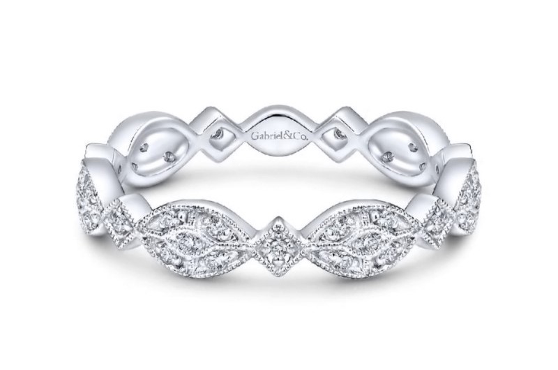 Dripping In Diamonds White Gold Diamond Milgrain Band