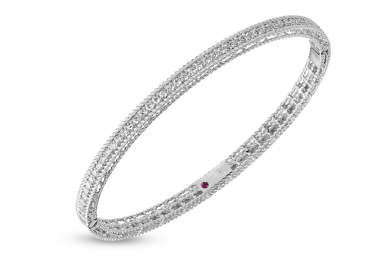 Dripping In Diamonds White Gold Diamond Symphony Princess Bangle Bracelet